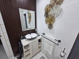 a bathroom with a sink and a mirror at Indulge luxury overnight accommodation in Middelburg