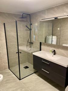 Ένα μπάνιο στο Super fresh appartement with garden WIFI EV Carger