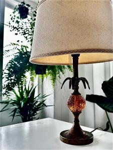 a lamp sitting on a table with a lamp shade at Casal Santa Virginia in Sintra