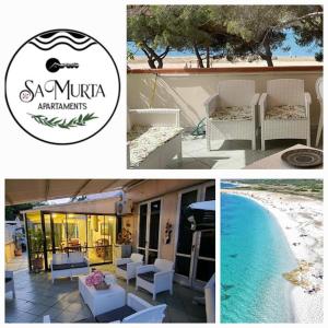 a collage of four pictures of a resort with a pool at La Terrazza sul Mare in Torre Grande