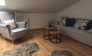 维斯瓦Mountain&River Park Wisła的带沙发和椅子的客厅