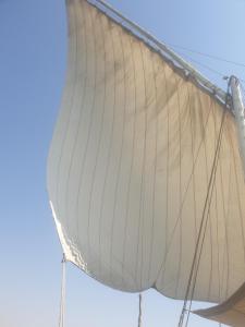 a close up of a sail on a boat at Lucky in Luxor