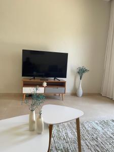 达喀尔Logement standing moderne au centre de Dakar的客厅里有一台平板电视