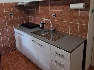 a kitchen with a sink and a counter top at NADJA apartmani in Šabac +14 photos