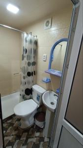 un baño con inodoro y lavabo en Sogda, en Samarkand 13 fotos más