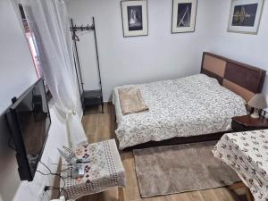 a small bedroom with two beds and a television at Cozy Central Studio - Dile in Žabljak