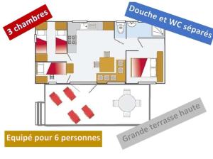 Plán poschodí v ubytovaní Les mobil homes de Naka, une entrée gratuite adulte pour la Réserve Africaine de Sigean