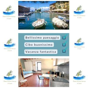 un collage di foto con una barca in acqua di Studio Centrale Pacengo di Lazise a Lazise