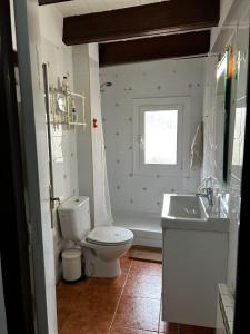 a bathroom with a toilet and a sink at Casa Añeja in Collbató +37 photos