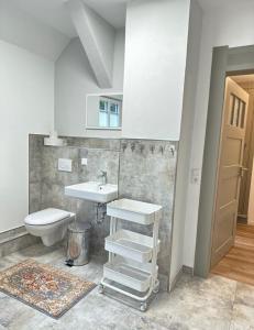 Villa Schlossblick في Neuanbau: حمام مع حوض ومرحاض +20 صورة