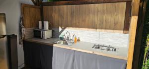 a kitchen counter with a sink and a microwave at ANA Belle chambre in Saint-Paul-de-Vence