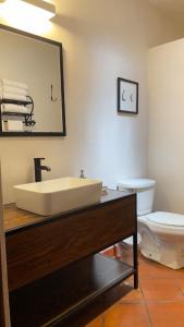 a bathroom with a sink and a toilet at Casa Callejon in San Miguel de Allende +35 photos