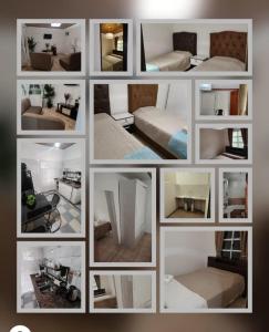 a collage of different pictures of a room at hospedaje temporario in La Quiaca