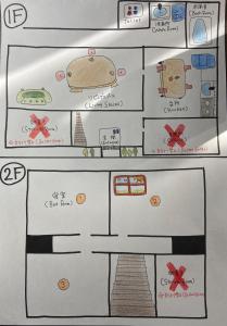 a drawing of a floor plan of a house at 湖を望む一軒家 in Wakasa