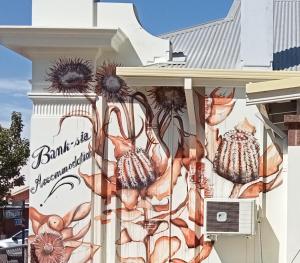 a mural of lobsters on the side of a building at Bank-sia accommodation in Mount Barker