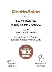 La Veranda Resort Phu Quoc - MGallery的证书、奖牌、标识或其他文件