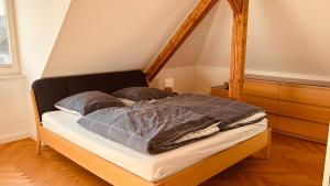 Katil atau katil-katil dalam bilik di Helle Dachgeschoßwohnung am Weinberg-Campus