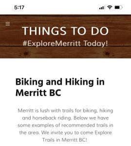 a screenshot of a cell phone with a sign that reads things to do at Delta Guest House Merritt in Merritt