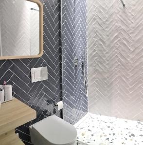 a bathroom with a toilet and a shower at Apartamento Centola julio y agost min 7N in Cangas de Morrazo +21 photos