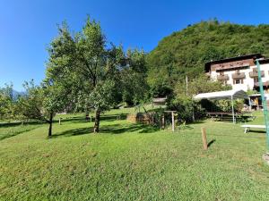 a green field with a tree and a building at Casa Maria Angela in Ledro