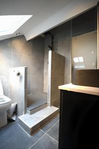 une salle de bain avec douche et toilettes dans l'établissement Appartement, à Neuilly-sur-Seine