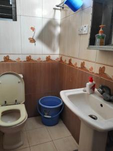 un baño con inodoro y lavabo en Cool sleep family rent in dhaka, en Dhaka