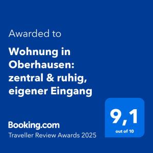 オーバーハウゼンにあるWohnung in Oberhausen: zentral & ruhig, eigener Eingangの青い看板
