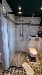 ジンメラートにあるLake House Woffelsbachのシャワーとトイレ付きのバスルーム
