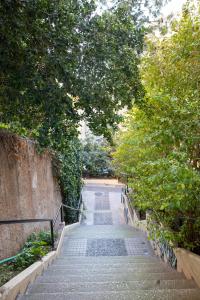 a stairway with trees on the side at Athenian Kolonaki Apartment in Athens