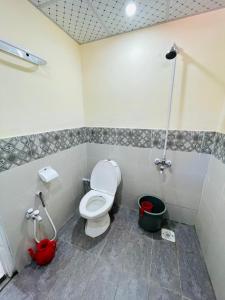 un bagno con wc e doccia di Ibex Riverside Cottage Neelum Valley a Kundālshai