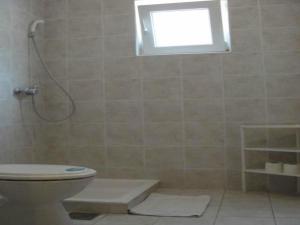 a bathroom with a shower with a toilet and a window at Apartments Boguvila - One-Bedroom Apartment with Terrace A3 - ST in Supetar
