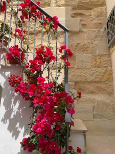 Parę czerwonych kwiatów na klatce schodowej. w obiekcie Artas la tua casa indipendente a Lecce w mieście Lecce