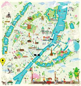 une carte de la ville de Paris avec les attractions dans l'établissement 2 BR Apartment in Heart of Vesterbro, à Copenhague