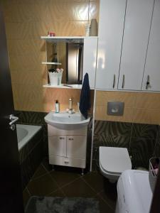 フェリザイにあるAna Apartamentの洗面台とトイレ付きのバスルーム