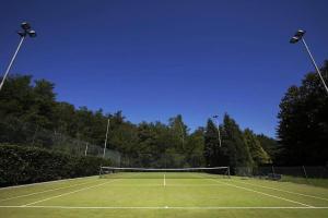 a tennis court with a net and two lights at Maderni Loft in Como