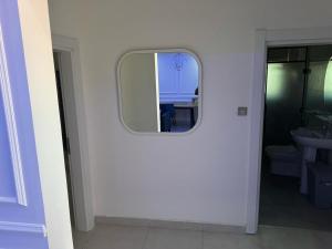 a bathroom with a mirror and a sink in a room at Apartment building in Salagi in Sukuta