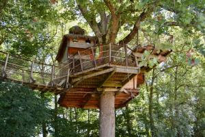 una casa en el árbol en medio de un árbol en Cabanes de la Romaningue, en Pompignac