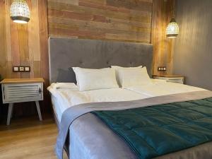 ボロヴェッツにあるVillas Mura with SPA & Hot Swimming Poolのベッドルーム1室(大型ベッド1台、ナイトスタンド2台付) +37枚の写真