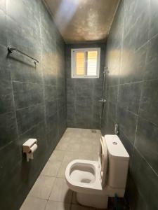 a bathroom with a toilet and a window at Zanzibar Manolo Apartment in Zanzibar City +44 photos
