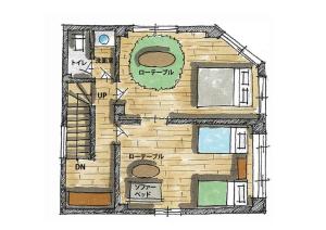 Půdorys ubytování 004T 楽宿 中井 Nakaji 1 100m 大人数グループ 3 新宿2駅4 無料高速Wi - Fi