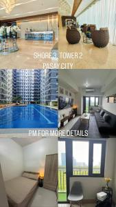 un collage de deux photos d'une chambre d'hôtel dans l'établissement M S Staycation, à Manille