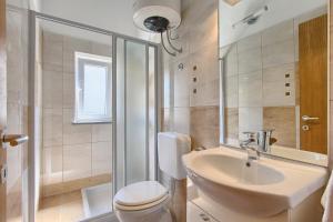 a bathroom with a sink and a toilet and a shower at Apartmani Tony in Banjole