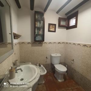a bathroom with a white toilet and a sink at Villa Calamaco in Los Gallardos +56 photos