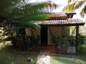 a small house with a palm tree in front of it at Pousada Aquarela Pipa in Pipa