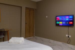 TV a/nebo společenská místnost v ubytování Zen Executive Penthouse, Victoria Island