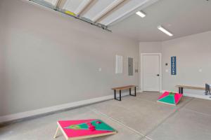 a room with two yoga mats on the floor at Luxury Poolside Retreats Near Zion l Private Pools in Hurricane +93 photos