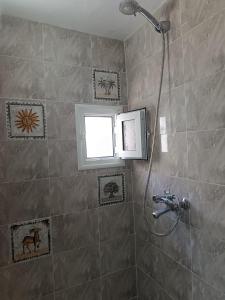 a bathroom with a shower with a window at Dar Hkaïem in Sousse +114 photos
