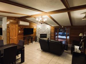 TV a/nebo společenská místnost v ubytování Catskill Log Home