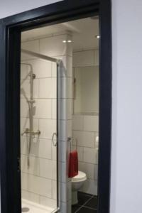 un baño con ducha y WC en Nottingham CityCentre-Studio-Free Parking-Wifi, en Nottingham