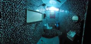 ダル・エス・サラームにあるBagamoyo home stayのバスルーム(トイレ付)、壁にテレビが備わります。